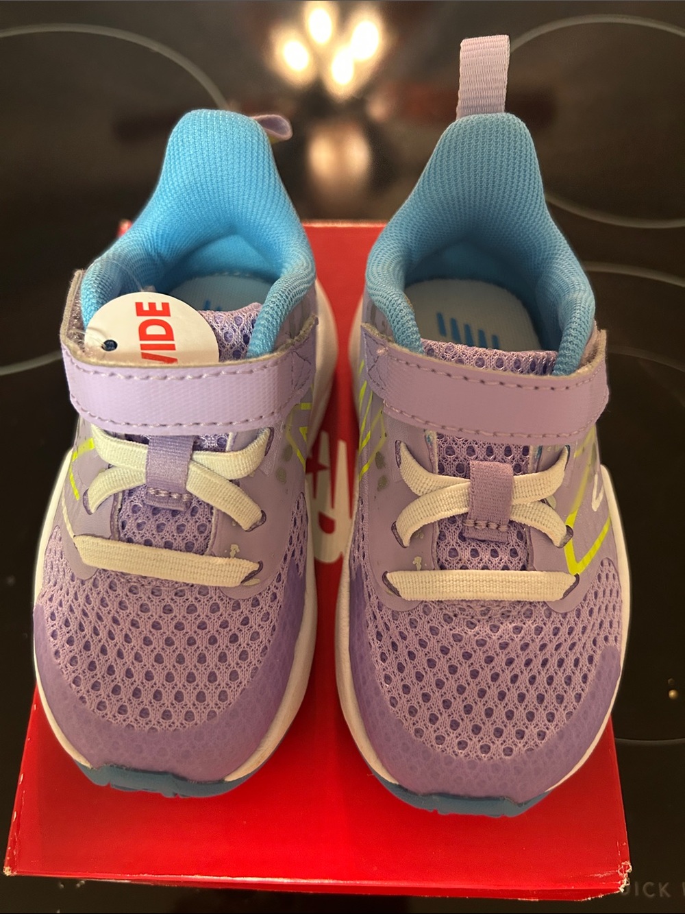 New Balance Kids Lavender and Blue Slip-On Sneakers with Neon Accent - Picture 4 of 5